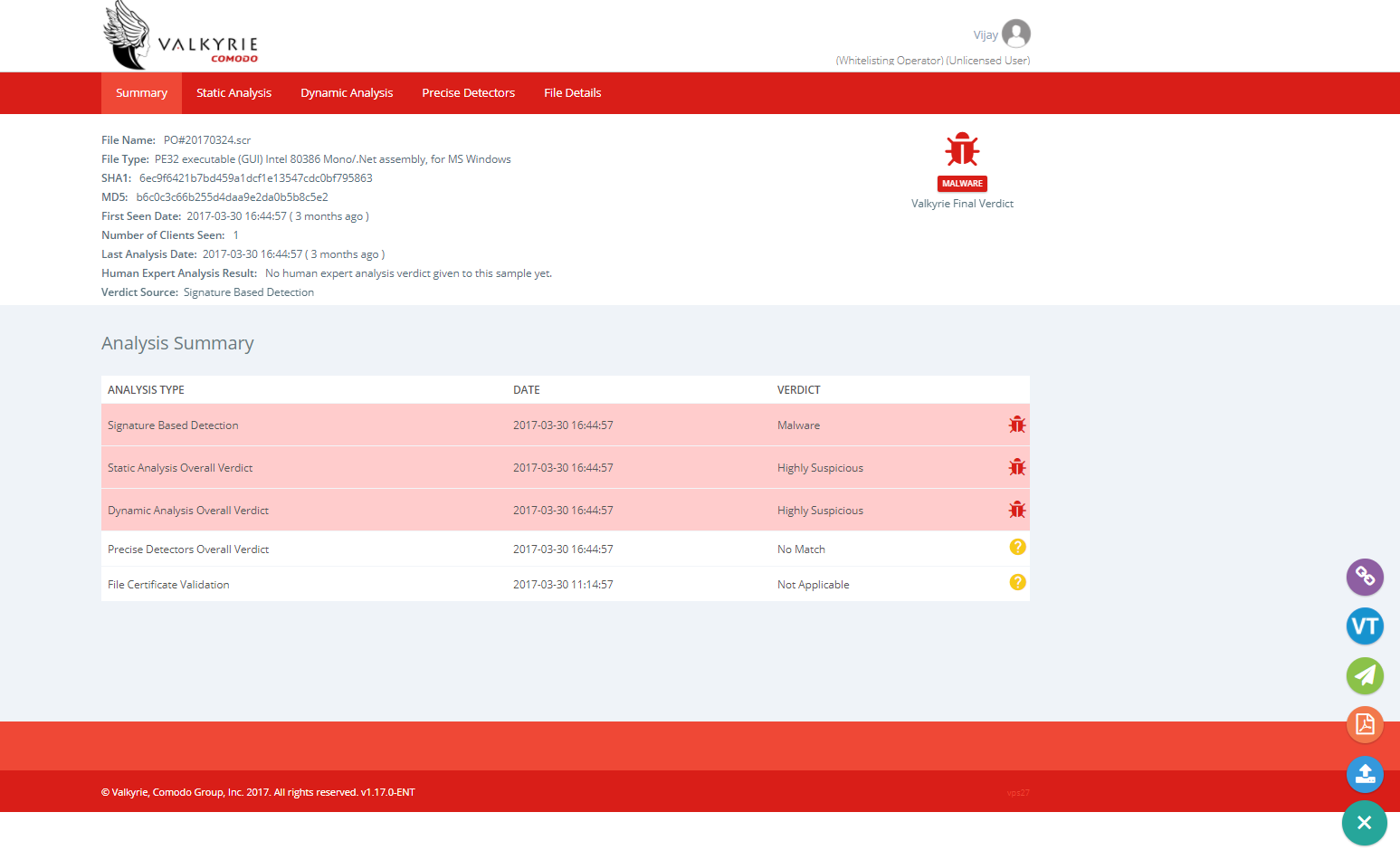 Malware Analysis With Valkyrie